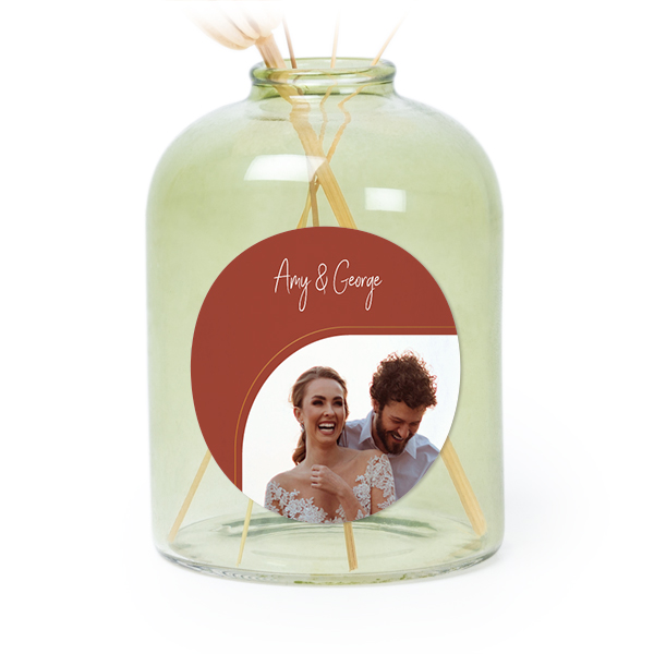 Petit vase verre vert avec autocollant rond - Lot de 6 Petit vase verre vert avec autocollant rond - Lot de 6