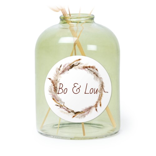 Petit vase verre vert avec autocollant rond - Lot de 6