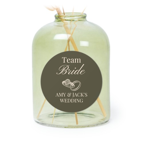 Glazen vaasjes groen met ronde sticker - set van 6 Glazen vaasjes groen met ronde sticker - set van 6