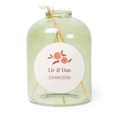 Personalised Green Glass Vase with Round Stickers – Set of 6