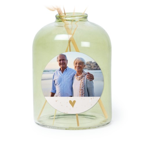 Glazen vaasjes groen met ronde sticker - set van 6
