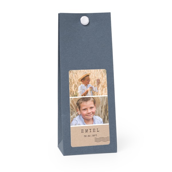 Snoepzakjes blauw rechthoek set van 12