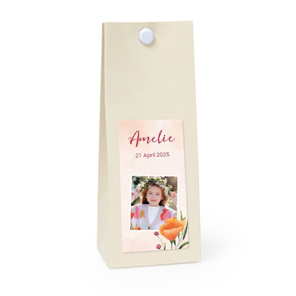 Beige rechteckige Geschenktüte - 12 Stk. 