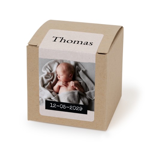 Paper box beige rectangular sticker - set of 24