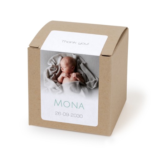 Brun papireske med rektangulært klistremerke - 24 stk