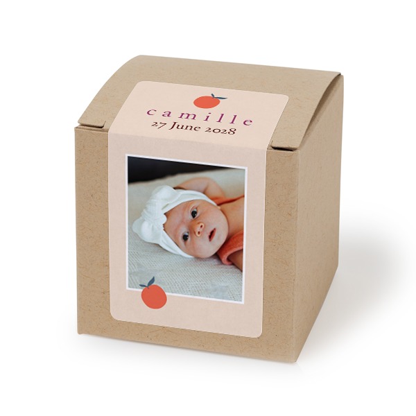 Doosje voor bedankje beige rechthoekige sticker - set van 24 Doosje voor bedankje beige rechthoekige sticker - set van 24