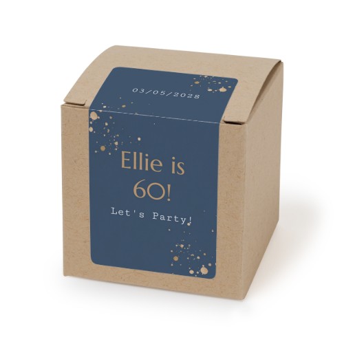 Autocollant rectangulaire beige pour boîte à dragées - lot de 24