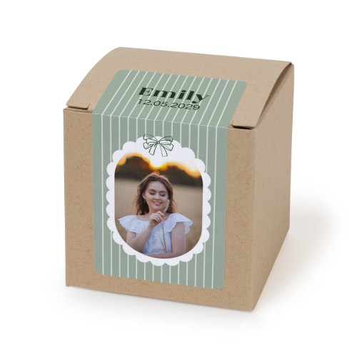 Paper box beige rectangular sticker - set of 24