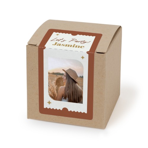 Brun papireske med rektangulært klistremerke - 24 stk