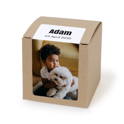 Paper box beige rectangular sticker - set of 24