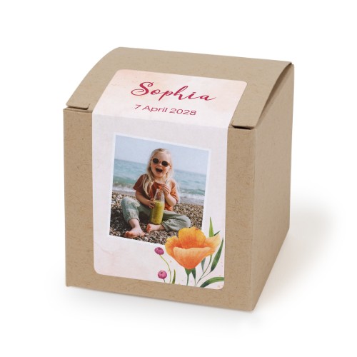 Brun papireske med rektangulært klistremerke - 24 stk