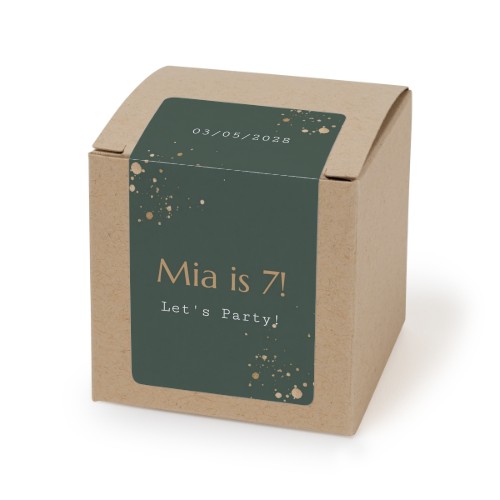 Paper box beige rectangular sticker - set of 24