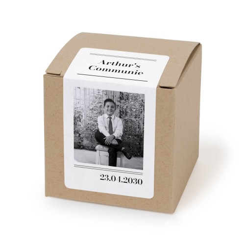 Doosje voor bedankje beige rechthoekige sticker - set van 24 