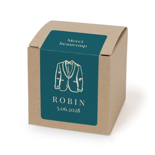 Autocollant rectangulaire beige pour boßte à dragées - lot de 24 Autocollant rectangulaire beige pour boßte à dragées - lot de 24