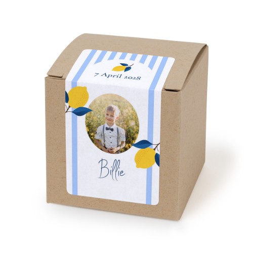 Papieren doos beige rechthoekige sticker - set van 24