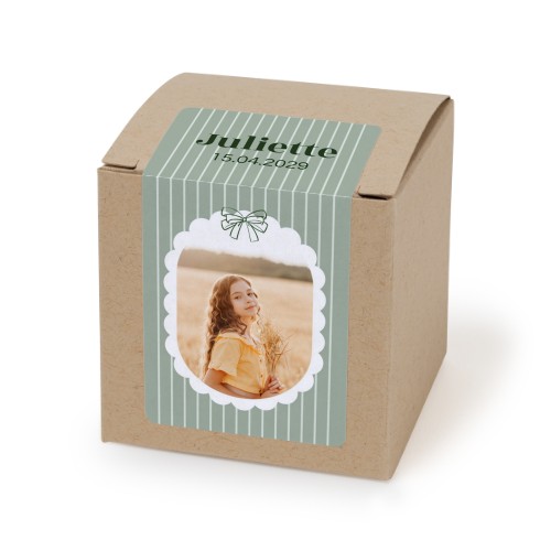 Doosje voor bedankje beige rechthoekige sticker - set van 24 