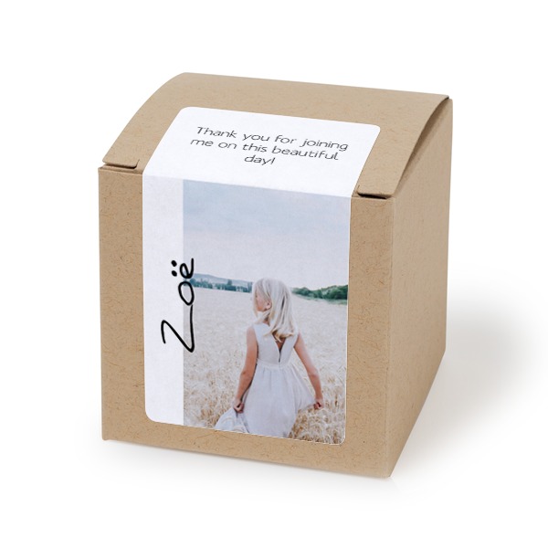 Paper box beige rectangular sticker - set of 24