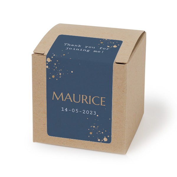 Autocollant rectangulaire beige pour boßte à dragées - lot de 24 Autocollant rectangulaire beige pour boßte à dragées - lot de 24