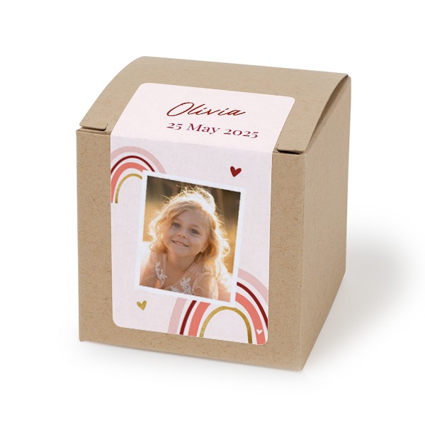 Brun papireske med rektangulært klistremerke - 24 stk