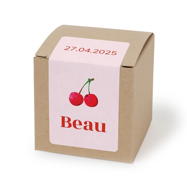 Paper box beige rectangular sticker - set of 24