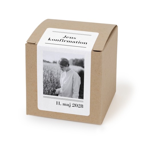 Brun papiræske med rektangulært klistermærke - 24 stk