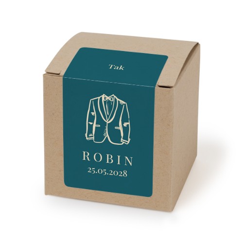 Brun papiræske med rektangulært klistermærke - 24 stk Brun papiræske med rektangulært klistermærke - 24 stk