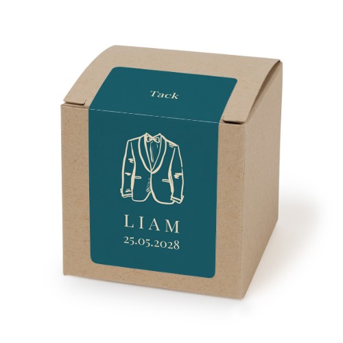 Brun pappersask med rektangulärt klistermärke - 24 st