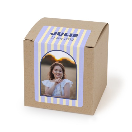 Paper box beige rectangular sticker - set of 24