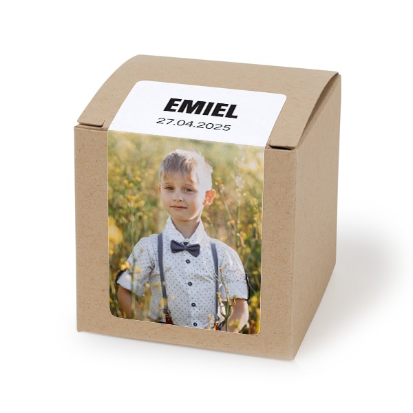 Brun pappersask med rektangulärt klistermärke - 24 st