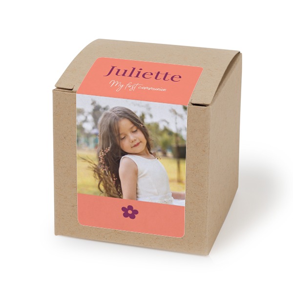 Doosje voor bedankje beige rechthoekige sticker - set van 24 