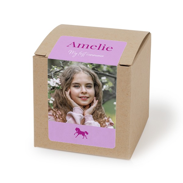 Brun papireske med rektangulært klistremerke - 24 stk Brun papireske med rektangulært klistremerke - 24 stk