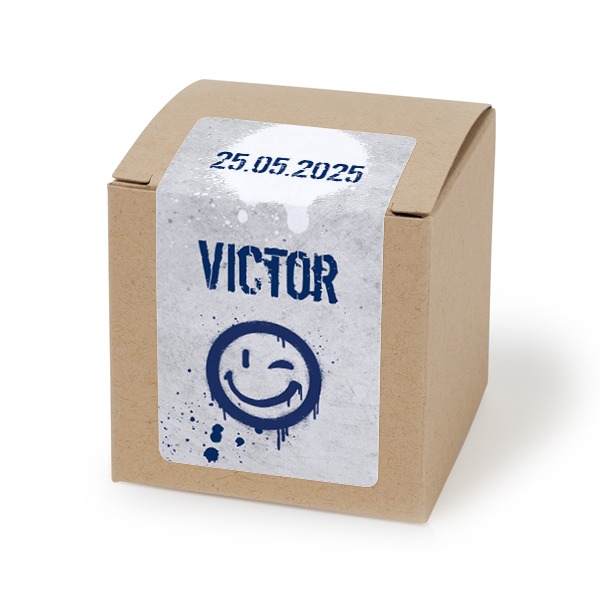 Brun papireske med rektangulært klistremerke - 24 stk