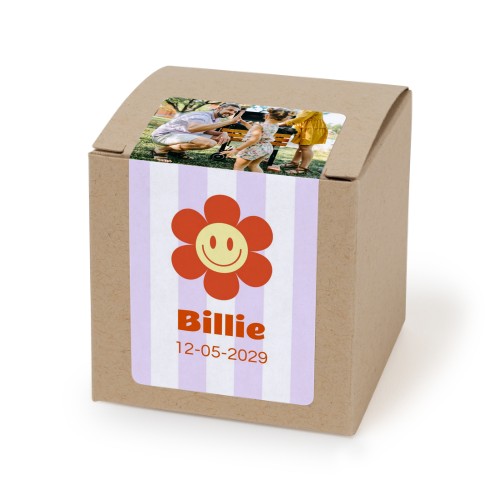 Papieren doos beige rechthoekige sticker - set van 24