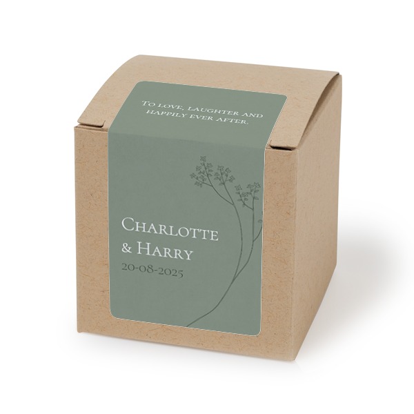 Paper box beige rectangular sticker - set of 24