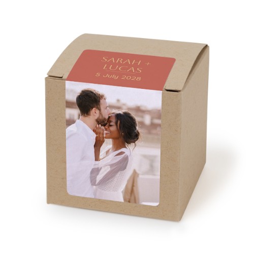 Doosje voor bedankje beige rechthoekige sticker - set van 24 Doosje voor bedankje beige rechthoekige sticker - set van 24