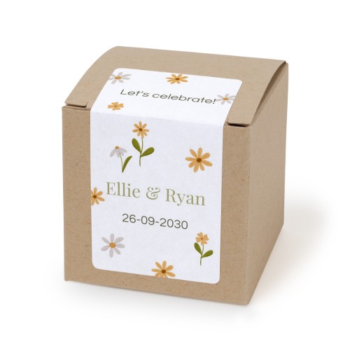 Papieren doos beige rechthoekige sticker - set van 24 Papieren doos beige rechthoekige sticker - set van 24