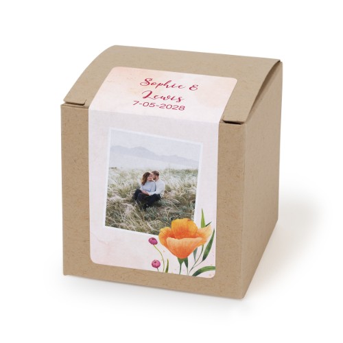 Paper box beige rectangular sticker - set of 24 Paper box beige rectangular sticker - set of 24