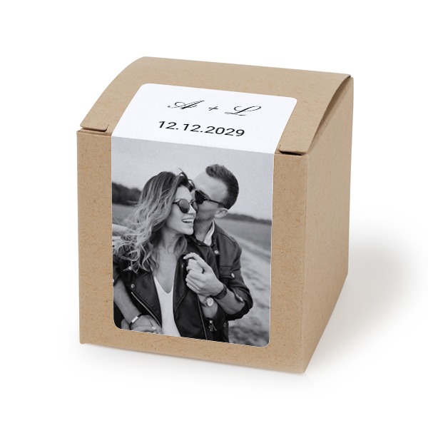 Beige rechteckige Partyboxen Aufkleber - 24 Stk.