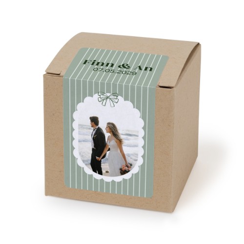 Doosje voor bedankje beige rechthoekige sticker - set van 24 