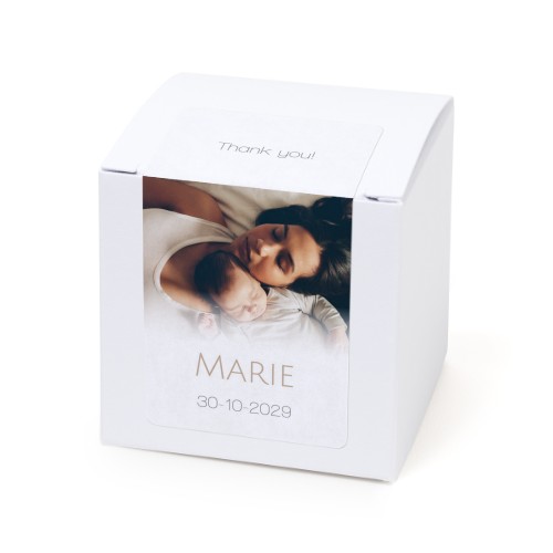 Paper box white rectangular sticker - set of 24