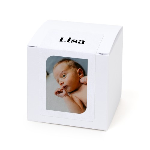 Autocollant rectangulaire blanc pour boîte à dragées - lot de 24
