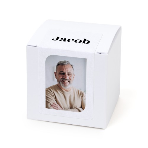 Paper box white rectangular sticker - set of 24