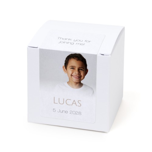 Paper box white rectangular sticker - set of 24