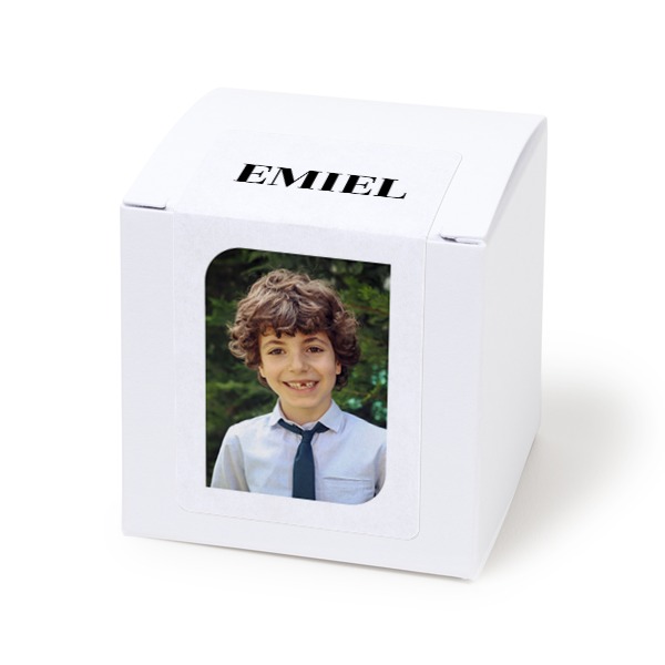 Doosje voor bedankje wit rechthoekige sticker - set van 24