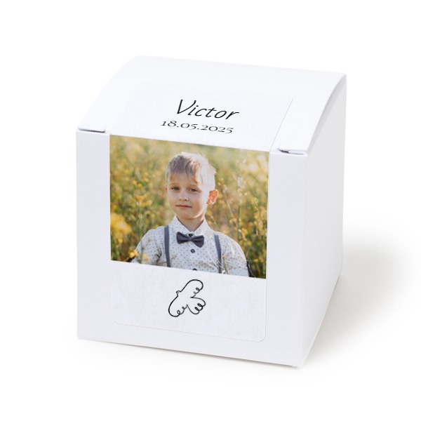 Paper box white rectangular sticker - set of 24