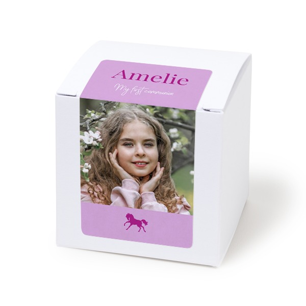 Doosje voor bedankje wit rechthoekige sticker - set van 24