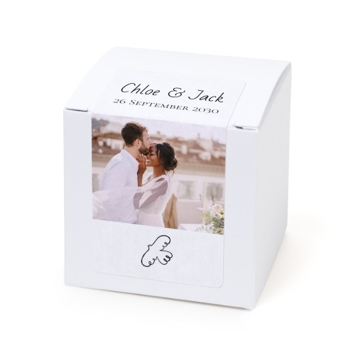 Autocollant rectangulaire blanc pour boîte à dragées - lot de 24