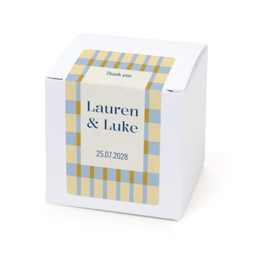 Autocollant rectangulaire blanc pour boîte à dragées - lot de 24