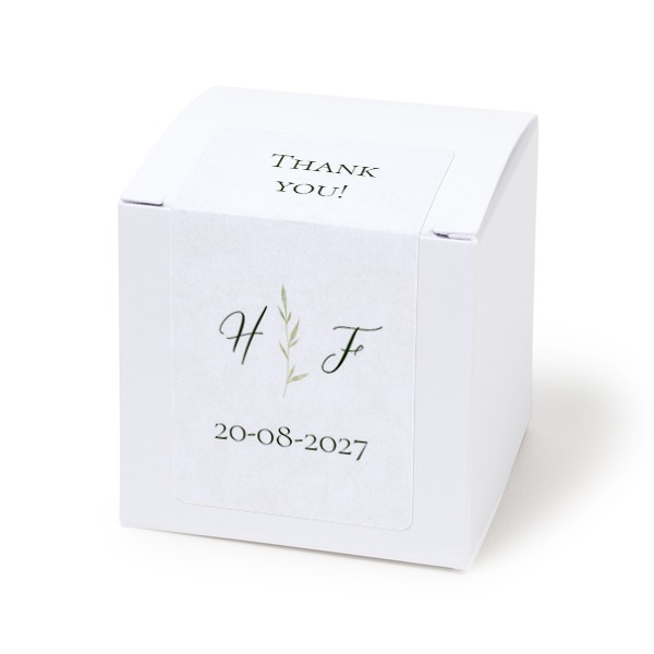 Paper box white rectangular sticker - set of 24