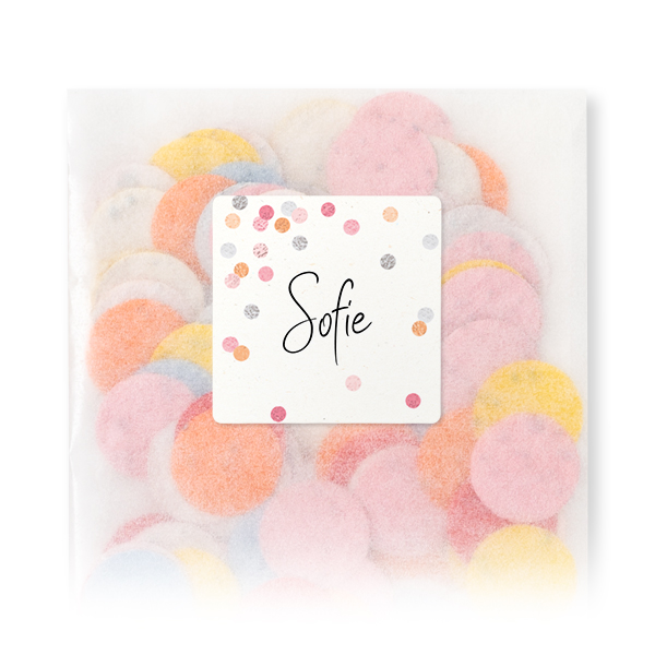 Flower seed confetti bags with square sticker - 12 pcs 